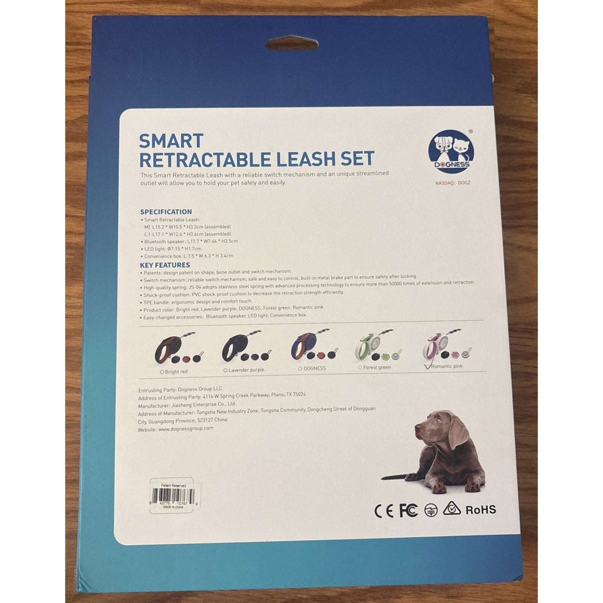 Smart Retractable Dog Leash Set w/ LED Light, Bluetooth Speaker, Bag Dispenser