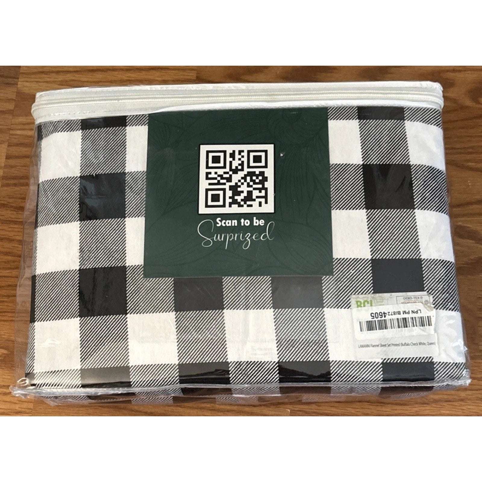 LAMANNI 100% Premium Cotton Flannel Buffalo Plaid Sheet Set - Black/White Queen