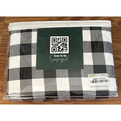 LAMANNI 100% Premium Cotton Flannel Buffalo Plaid Sheet Set - Black/White Queen