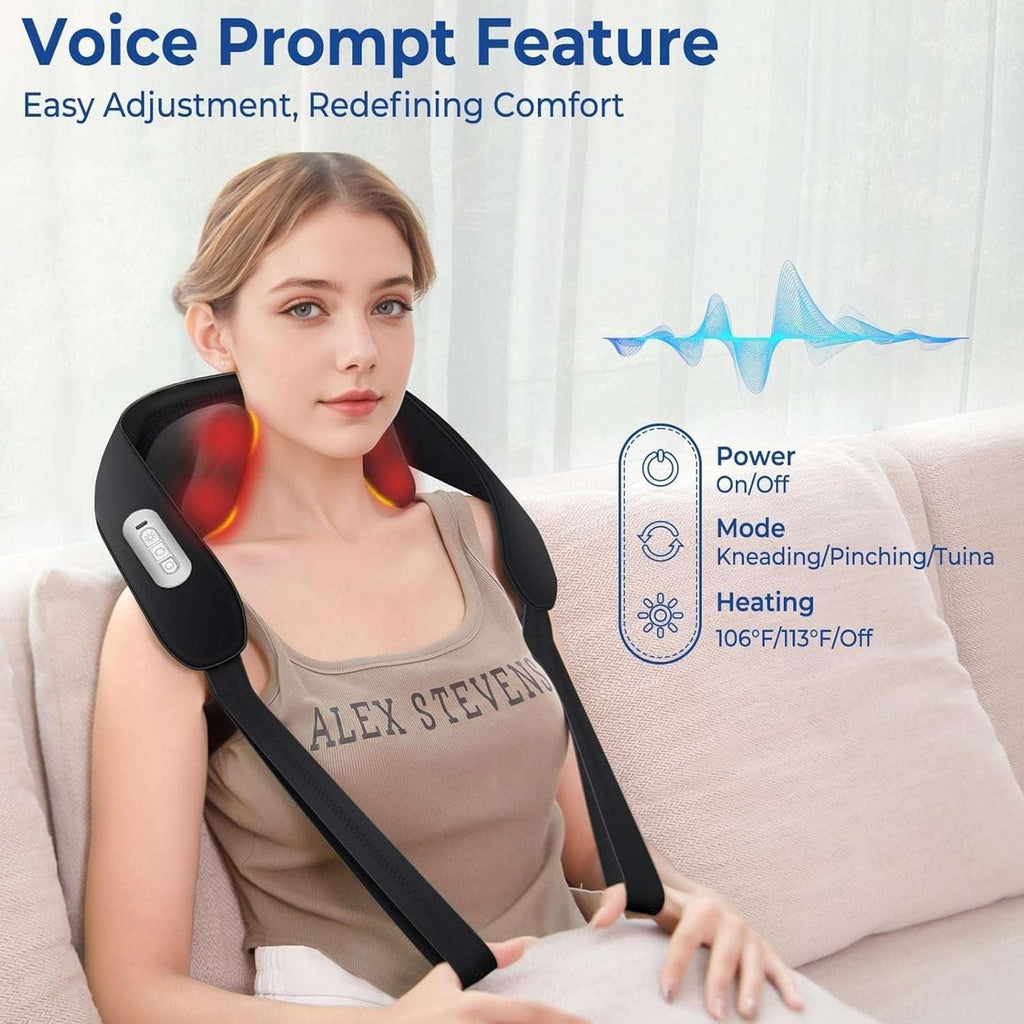Neck Shoulder Massager Cordless 6D Kneading Shiatsu Deep Tissue Back 5 Heat Zone