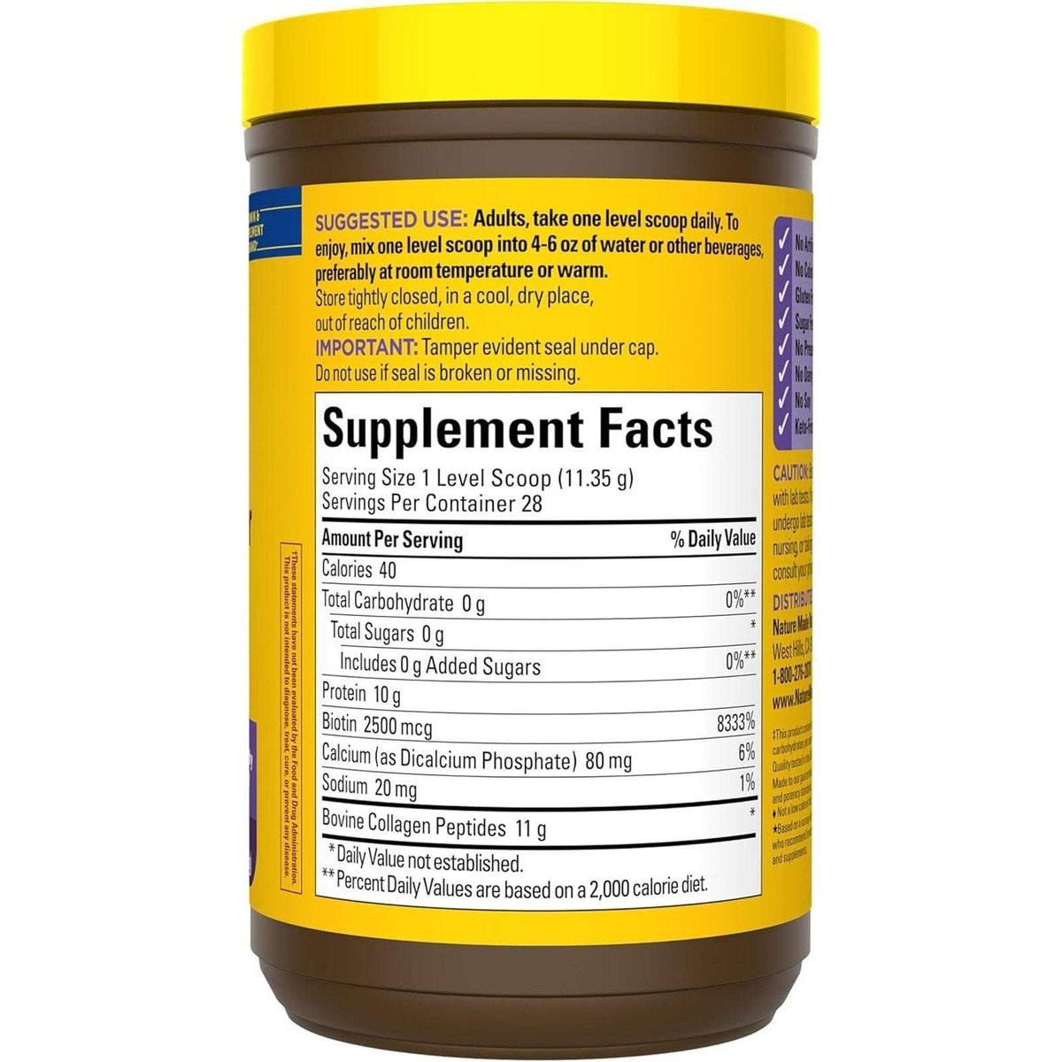 2x Nature Made Bovine Collagen Peptides Powder Types 1 & 3 +2500 mcg Biotin Keto