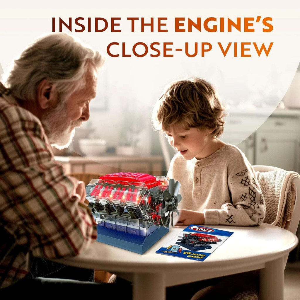 Playz STEM V8 Combustion Engine Model Kit That Runs - Build Your Own - 270Pcs