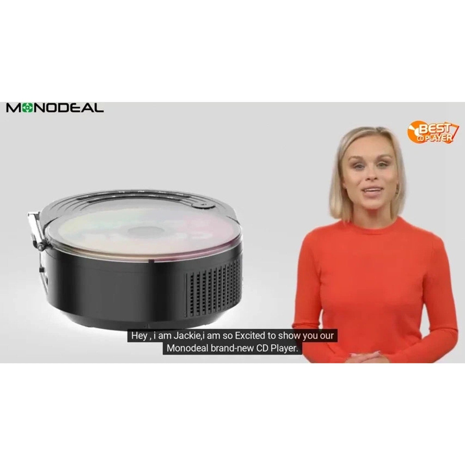 MONODEAL Portable Bluetooth Boombox CD Player, FM Radio, BT Speaker Transmitter