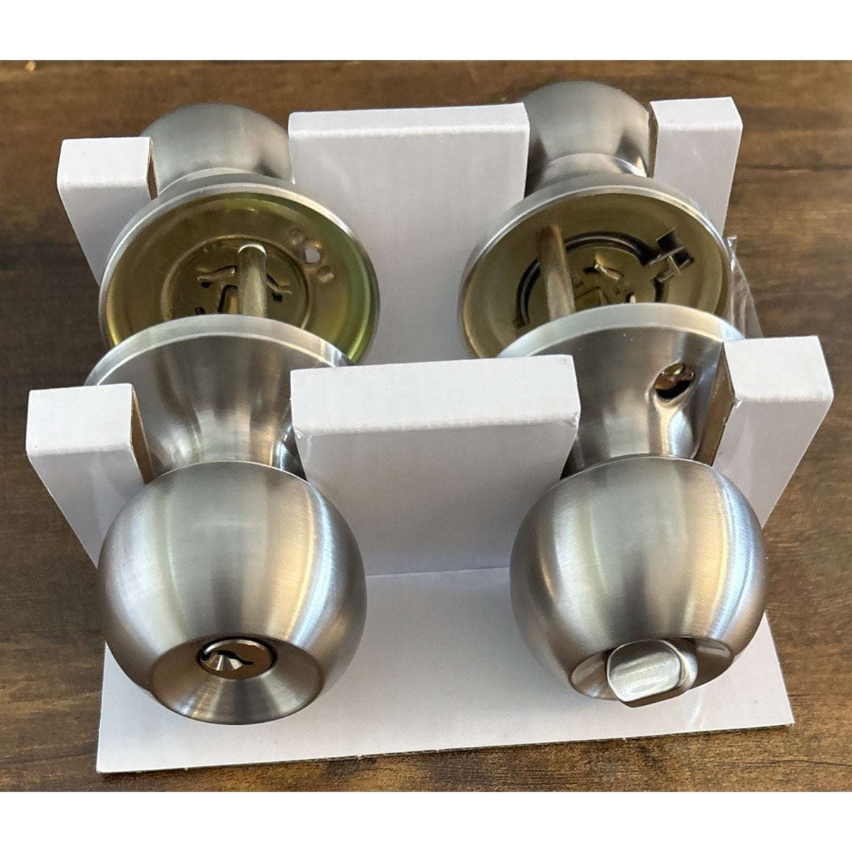 2Pk BESTTEN Keyed Entry Door Knob w/ Lock Satin Nickel Round Interior & Exterior