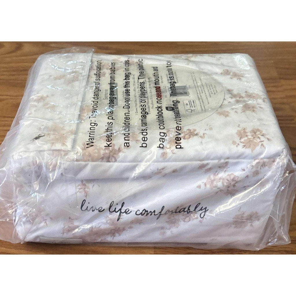 BEARPAW Serene Cooling Queen Sz Sheet Set Morris Dainty Floral Blush Pink/White