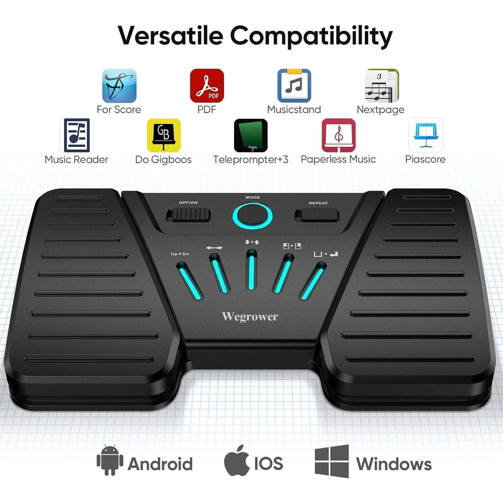Wireless Bluetooth Page Turner Foot Pedal Musical Instruments iPad Phones Tablet