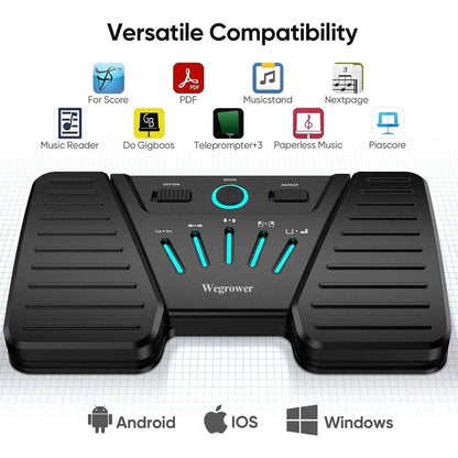 Wireless Bluetooth Page Turner Foot Pedal Musical Instruments iPad Phones Tablet