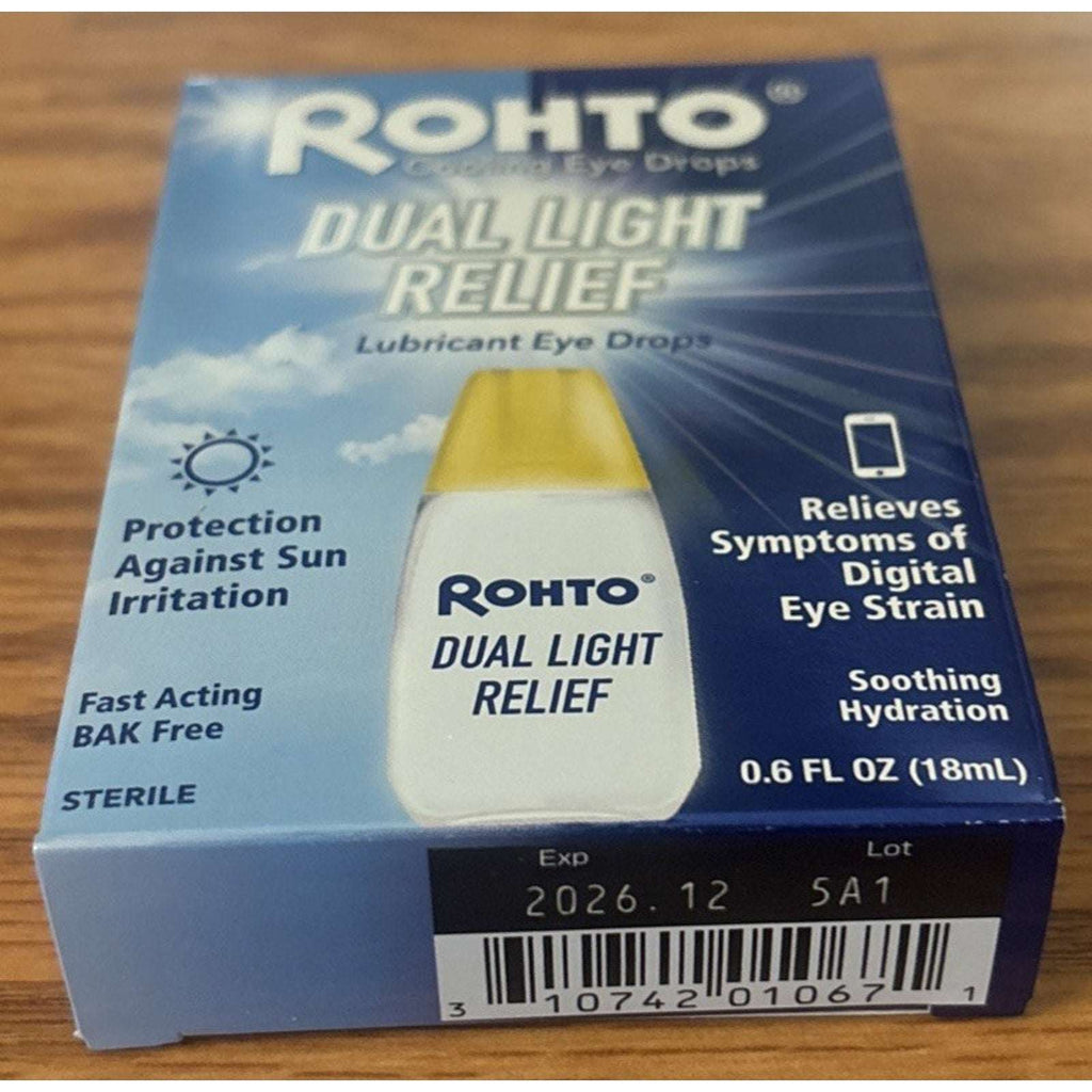 2 Pack Rohto Dual Light Relief Cooling Lubricant Eye Drops, 0.6 fl oz Exp 12/26