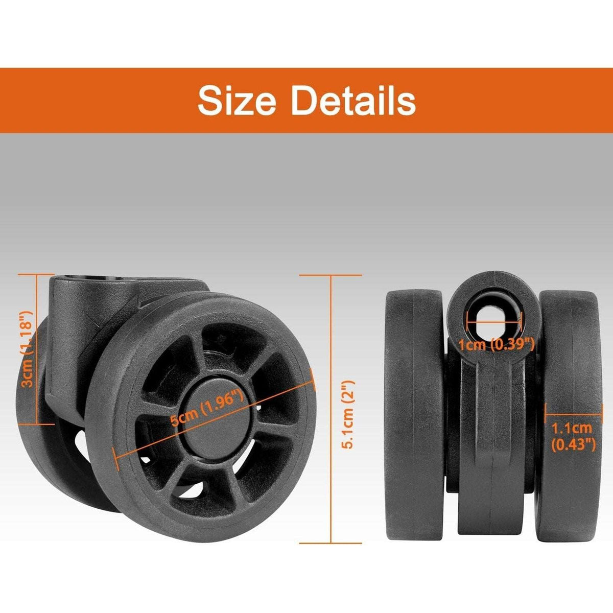 Wheels for Rimowa Trunk, 2 Pack Replacement Kit for Luggage(50mm-Black-Sector)