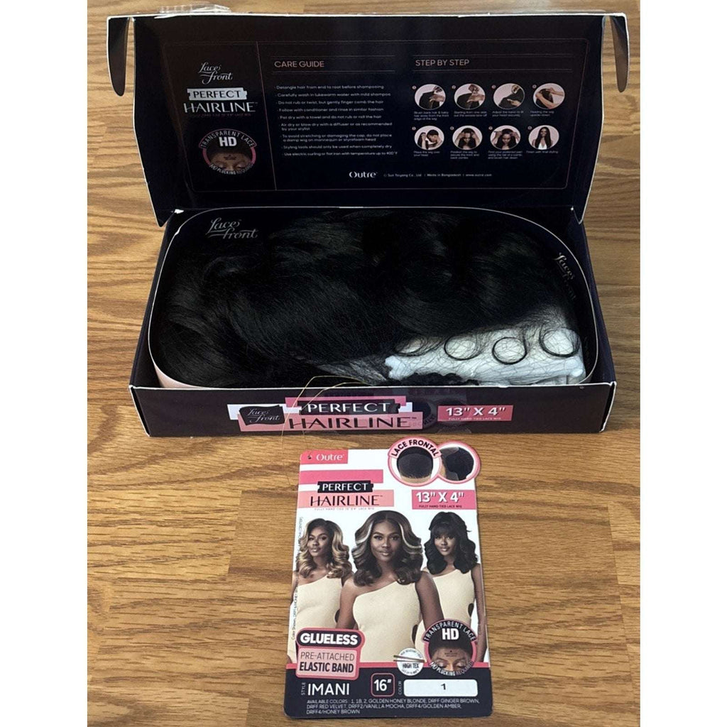 Outre Perfect Hairline Synthetic Hair 13X4 HD Lace Front Wig IMANI #1 Jet Black