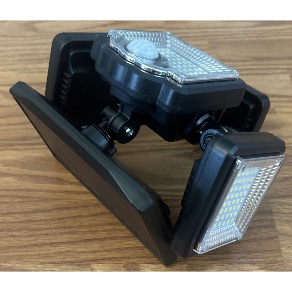 Solar Powered Motion Sensor LED Lights Outdoor 4 Head Adjustable Angle w/ Remote