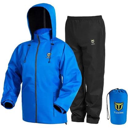 TideWe 2PC Rain Suit 100% Waterproof Windproof Breathable Lightweight Size Large