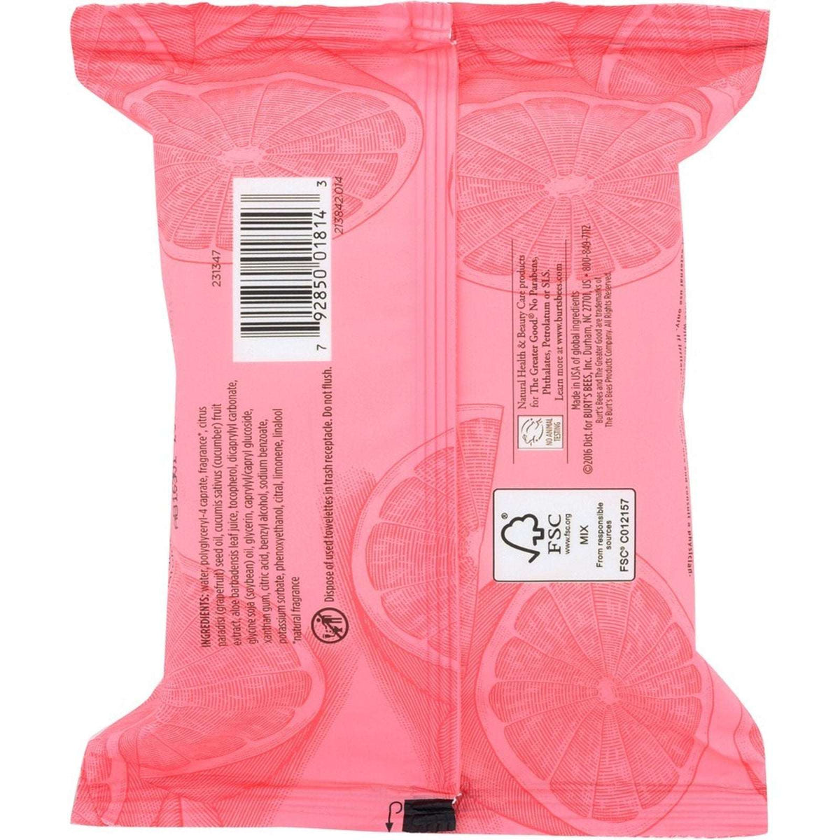 3 Packs Burt's Bees Facial Cleansing Towelettes Pink Grapefruit 90 Total Wipes