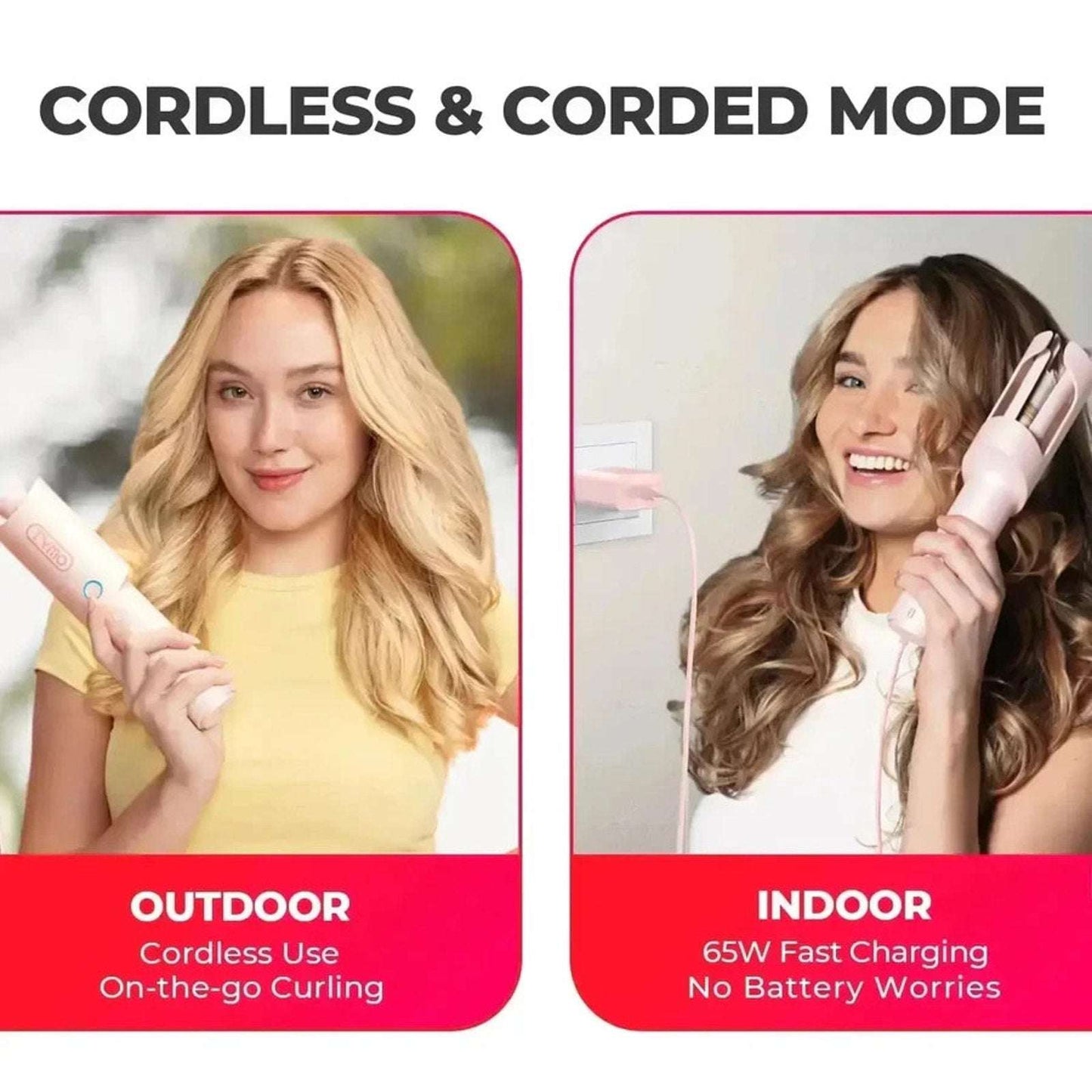 TYMO CURLGO 1" Cordless Automatic Rotating Curling Iron Anti-Scald, Temp Control