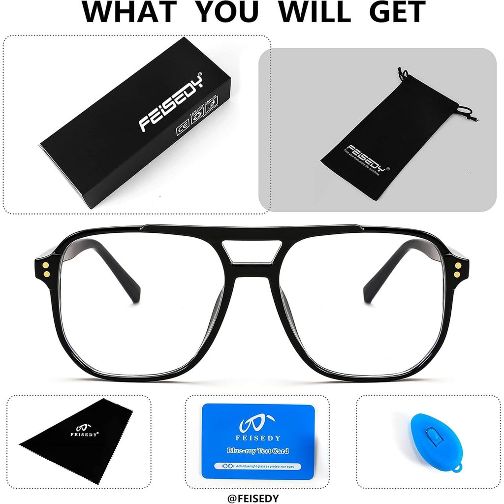 Blue Light Blocking Glasses Fake Nerd Clear Square Computer Lightweight Oversize