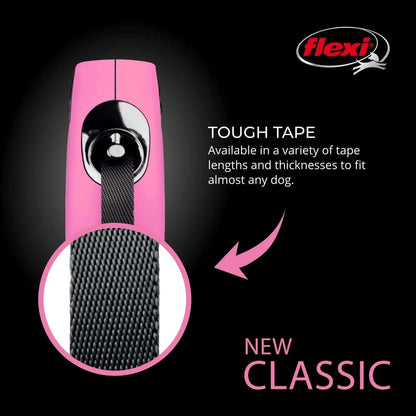 FLEXI New Classic Tape Retractable Dog Leash XS XSmall Pink 10ft Up to 26lbs