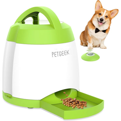 Automatic Dog Treat Food Dispenser w/ Button Remote - Memory Training Dual Power