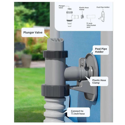 Pool Plunger Valve & Pipe Holder Set Replacement for Above Ground Pools (2 Each)