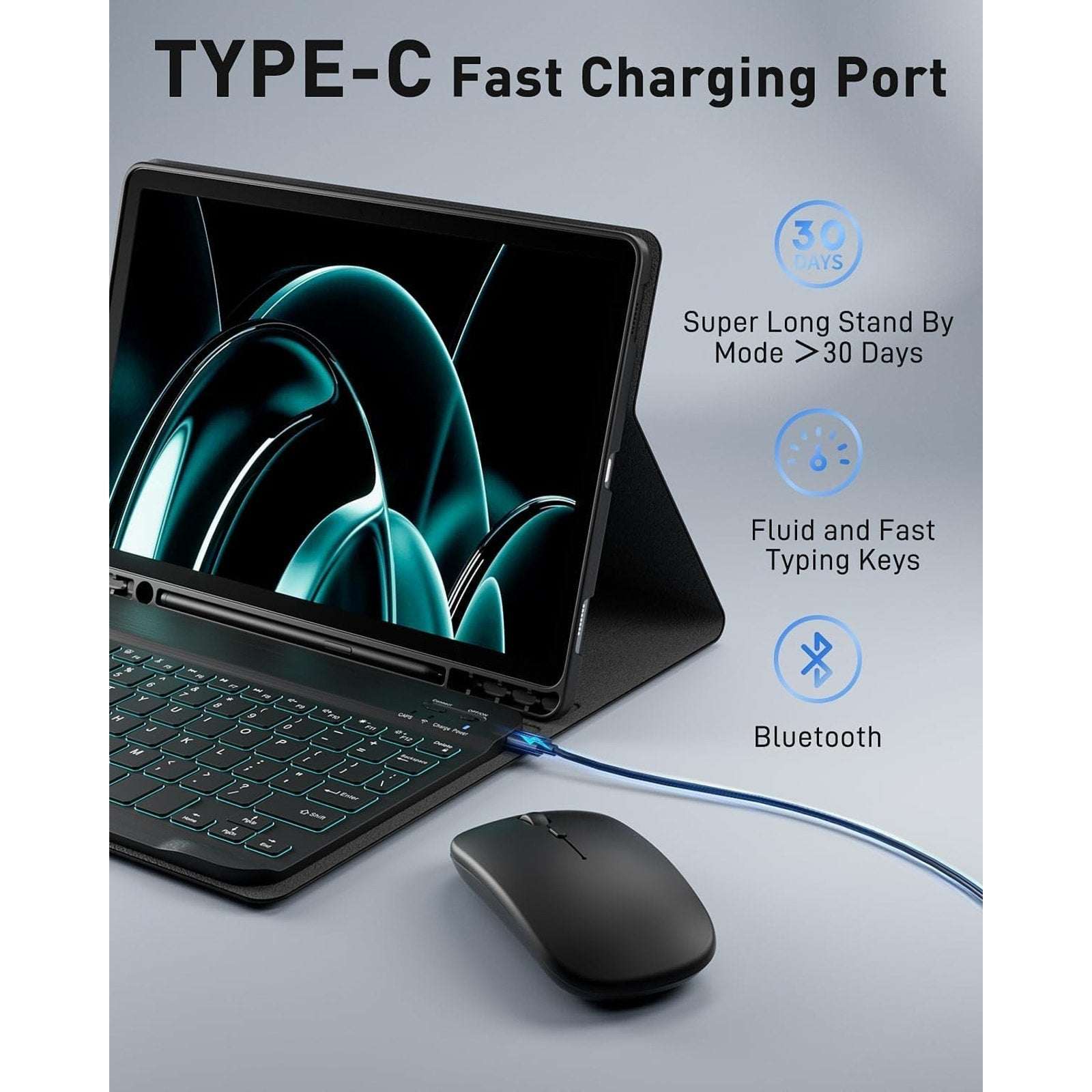 TUNKARMOR iPad 11th Gen A16 2025/2022 10th Gen Case, Magnetic Keyboard & Mouse