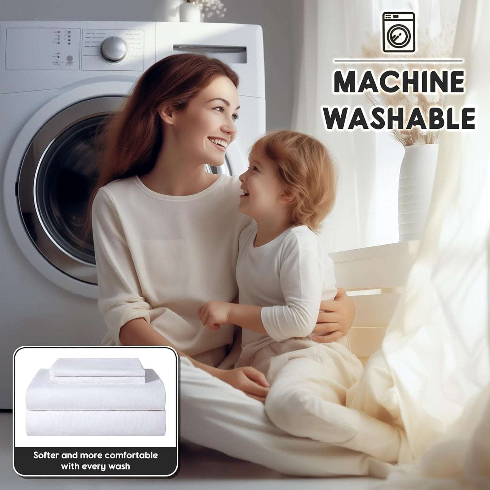 100% French Pure Linen Sheet Set Deep Pockets Queen Size Breathable & Cooling