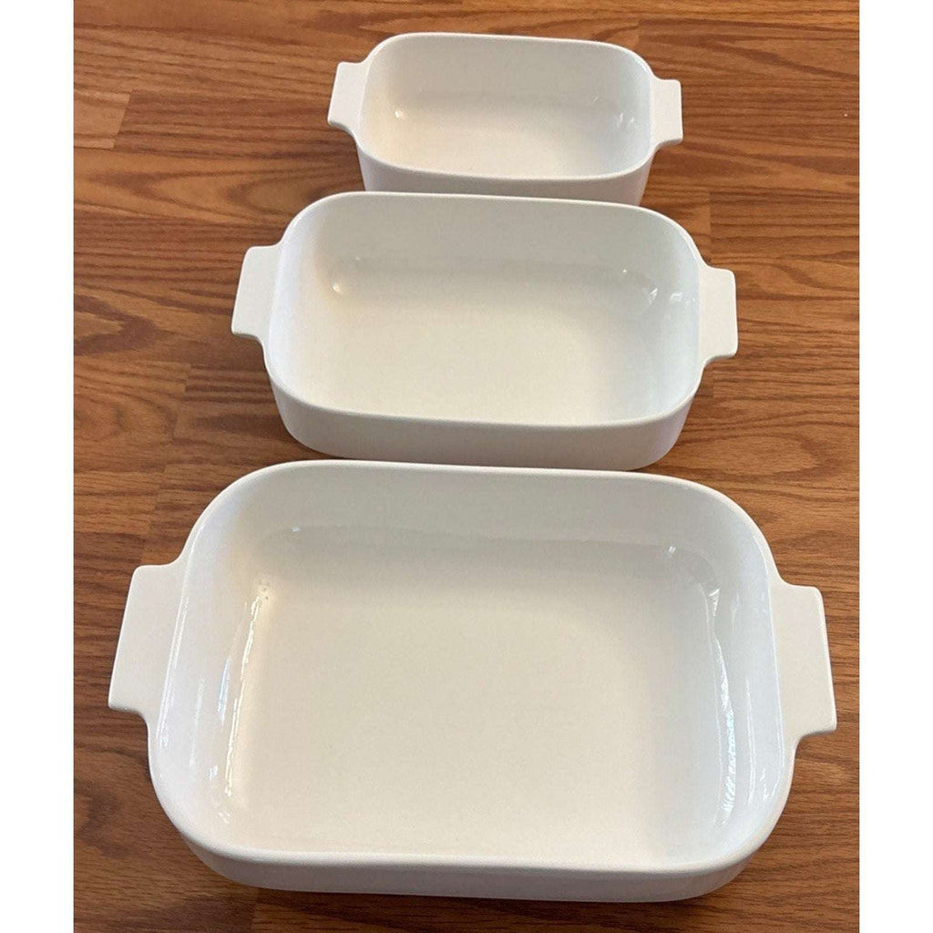 MALACASA 3PC Porcelain Casserole Baking Dish Set for Oven Ceramic Bakeware White