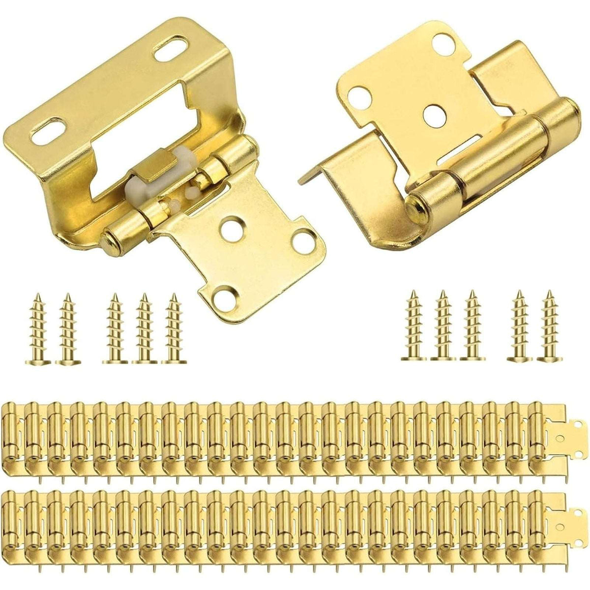 Donanim 1/2 Overlay Semi Wrap Self Closing Cabinet Hinges Brass Gold 28 Pair/56