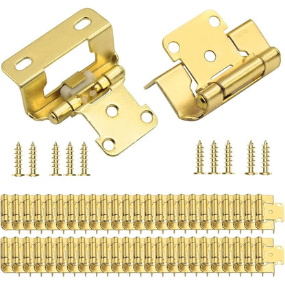 Donanim 1/2 Overlay Semi Wrap Self Closing Cabinet Hinges Brass Gold 28 Pair/56