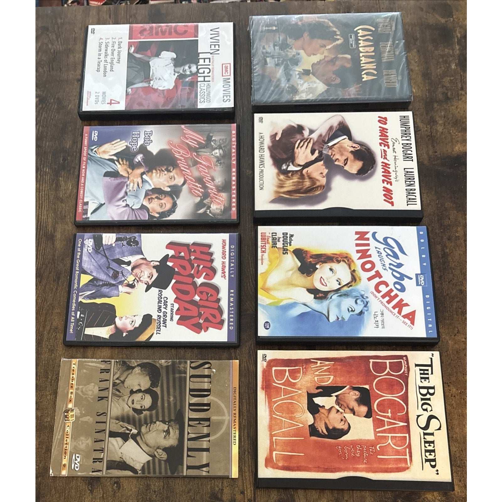 8 DVDs 11 Films Humphrey Bogart Casablanca, The Big Sleep Greta Garbo Ninotchka+