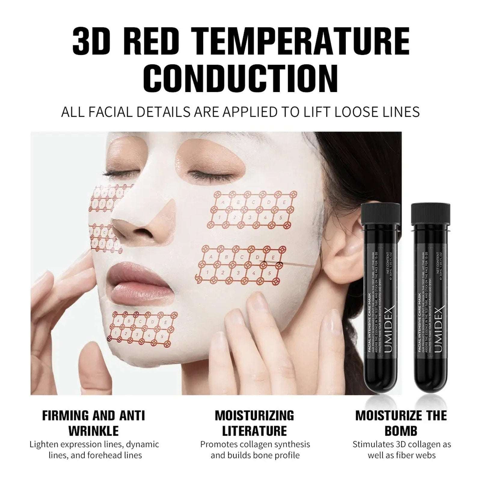 UMIDEX Intensive Care Facial Mask Hydrolyzed Collagen + Hyaluronic Acid 5PCx30ml