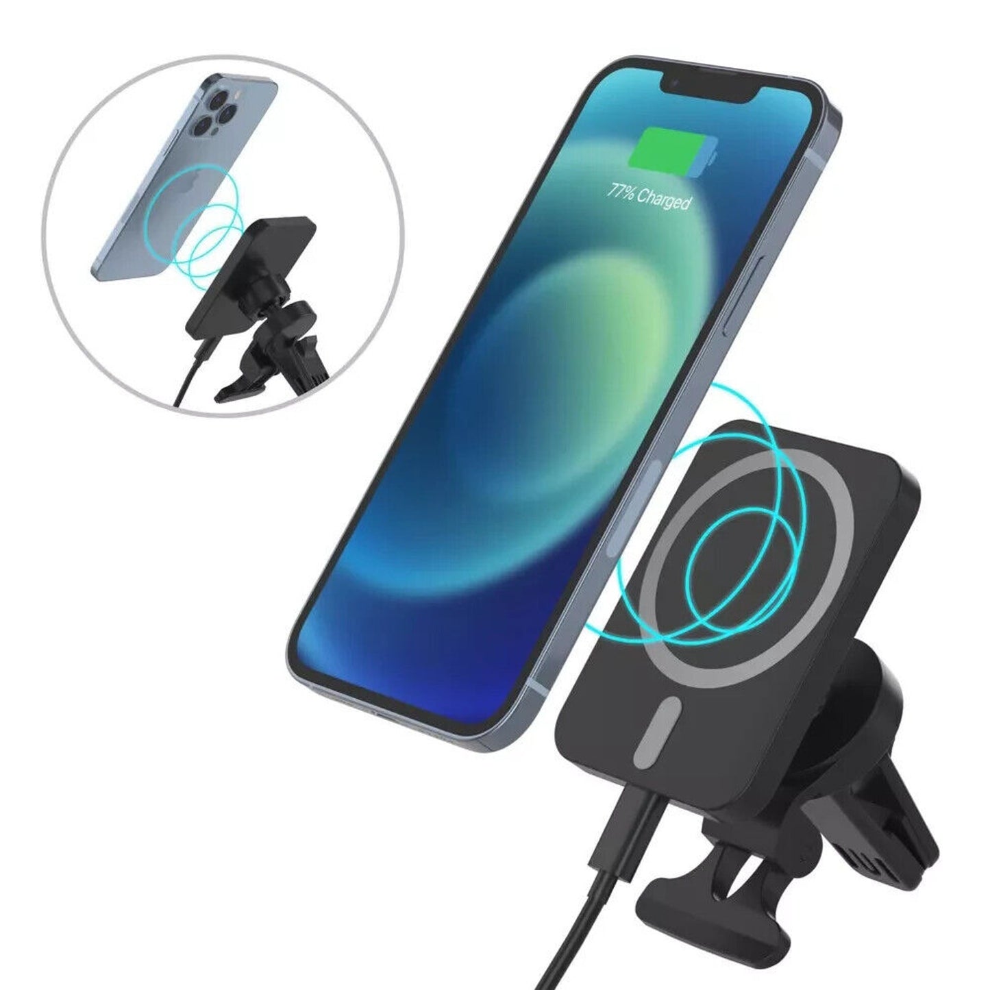 Magnetic Wireless Charger for MagSafe Car Vent Mount 7.5w - 15w - Just Wireless