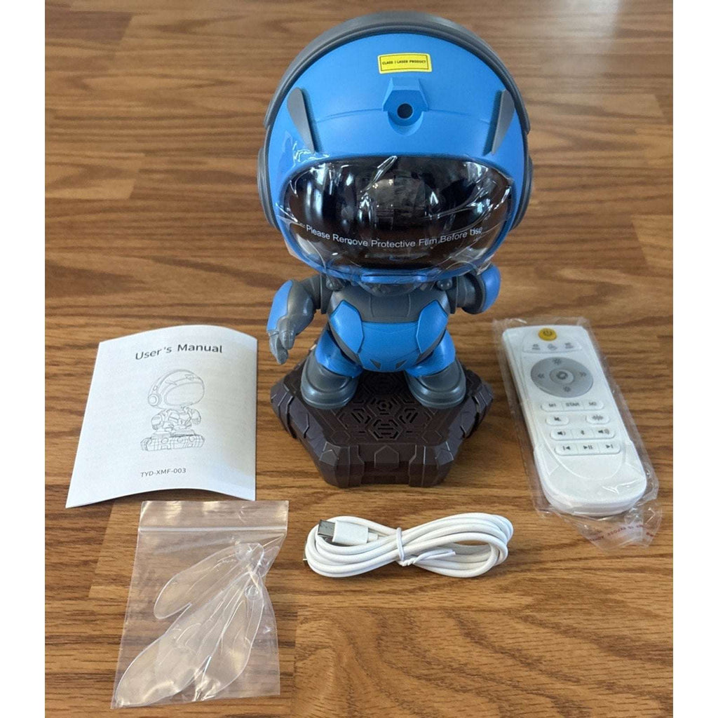 BLUE Robot Astronaut Galaxy Star Projector Lamp & Bluetooth Speaker w/ Remote