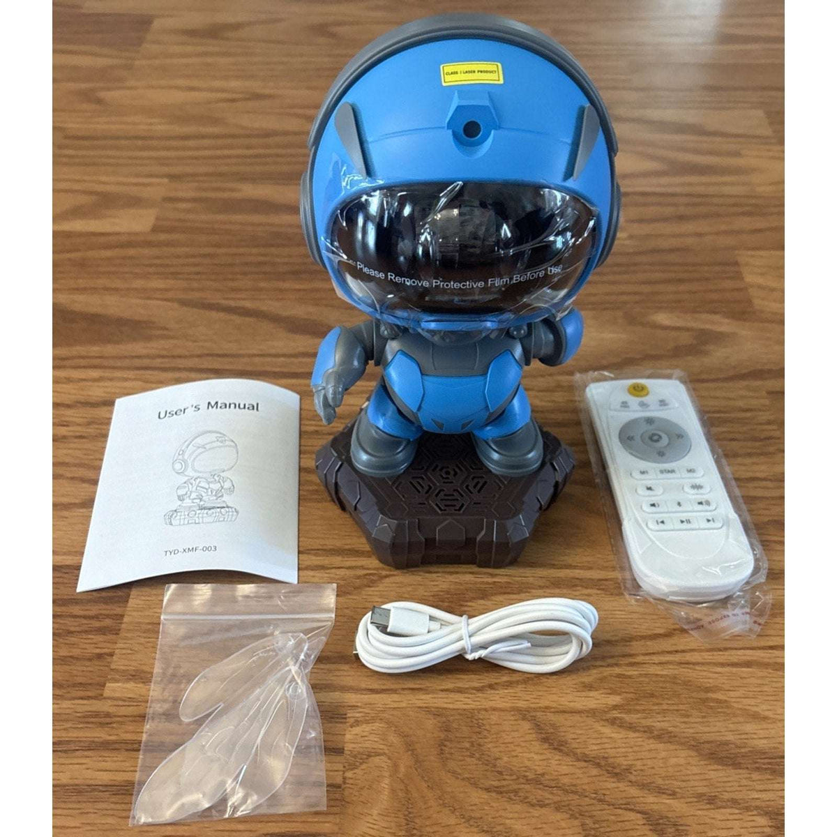 BLUE Robot Astronaut Galaxy Star Projector Lamp & Bluetooth Speaker w/ Remote
