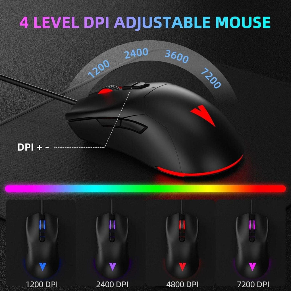 Retro Typewriter Mechanical Gaming Keyboard Mouse Set RGB Backlit 108 Keys Anti-