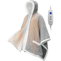 Wearable Sherpa & Velvet Heated Blanket with Hood & Pockets 6 Heat Levels, Timer