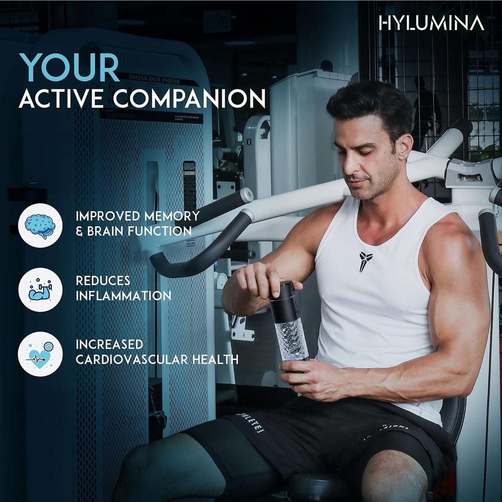 Hylumina Hydrogen Water Bottle Generator 6400PPB SPE/PEM 9.5floz Portable USB-C