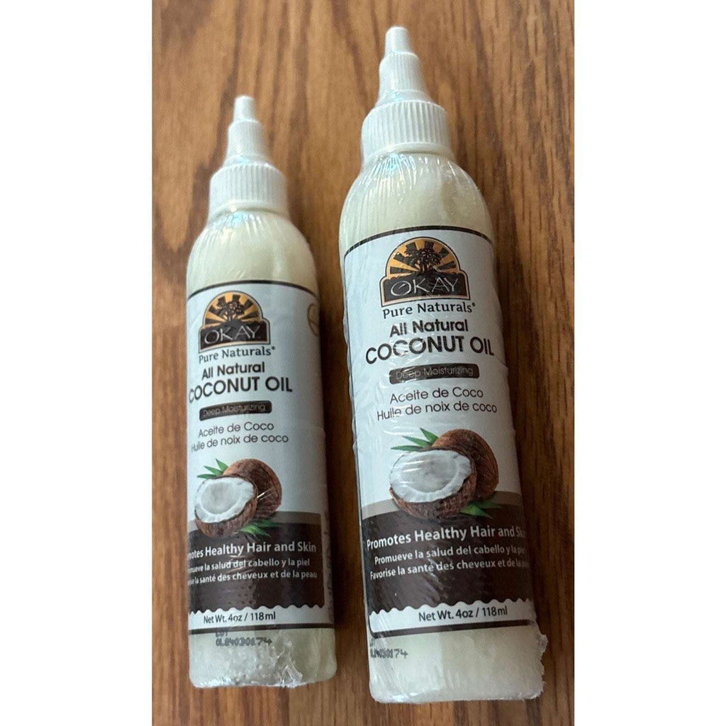 OKAY Pure Naturals 100% Coconut Oil For Hair & Skin w/ Tip Cap Bottle 2-Pack