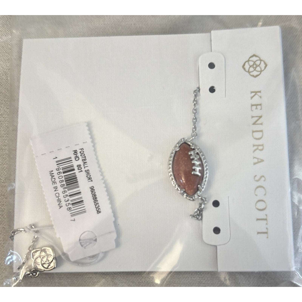 KENDRA SCOTT Elise Football Pendant Short Silver Necklace NEW in Box w/ Dust Bag