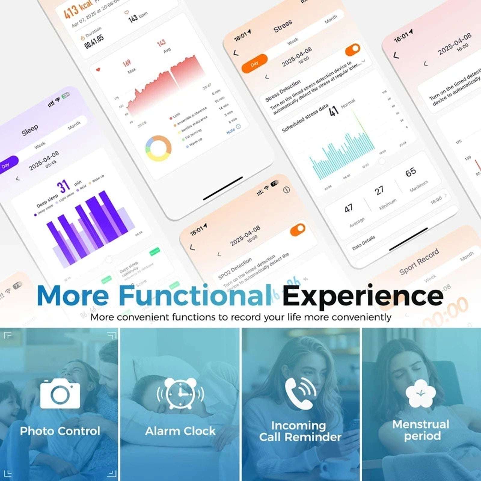 Smart Health Wristband, Wearable Activity & Fitness Tracker, 120+ Sports Modes