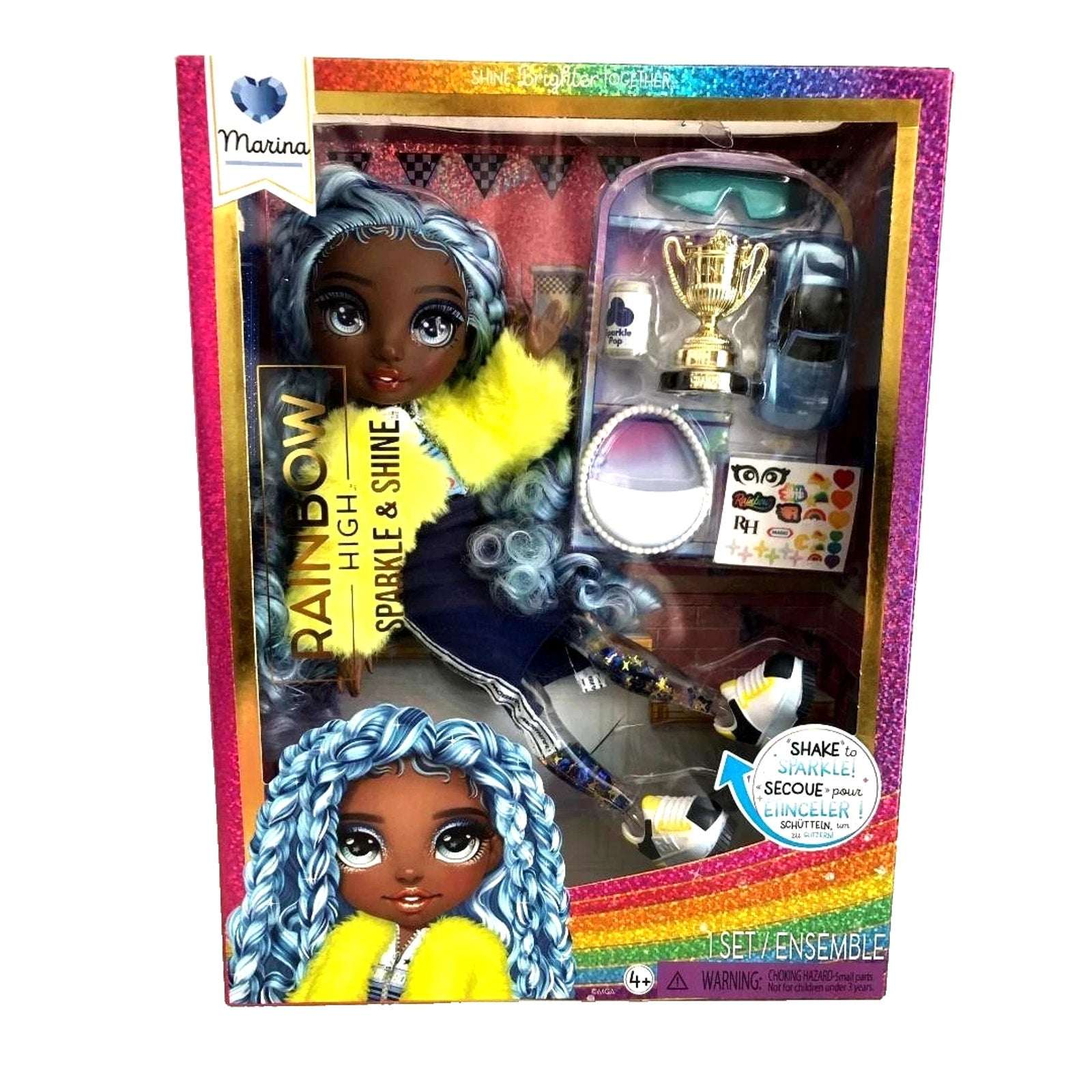 Rainbow High Sparkle & Shine Blue Hair 11" MARINA Doll Liquid Sparkles Legs MGA