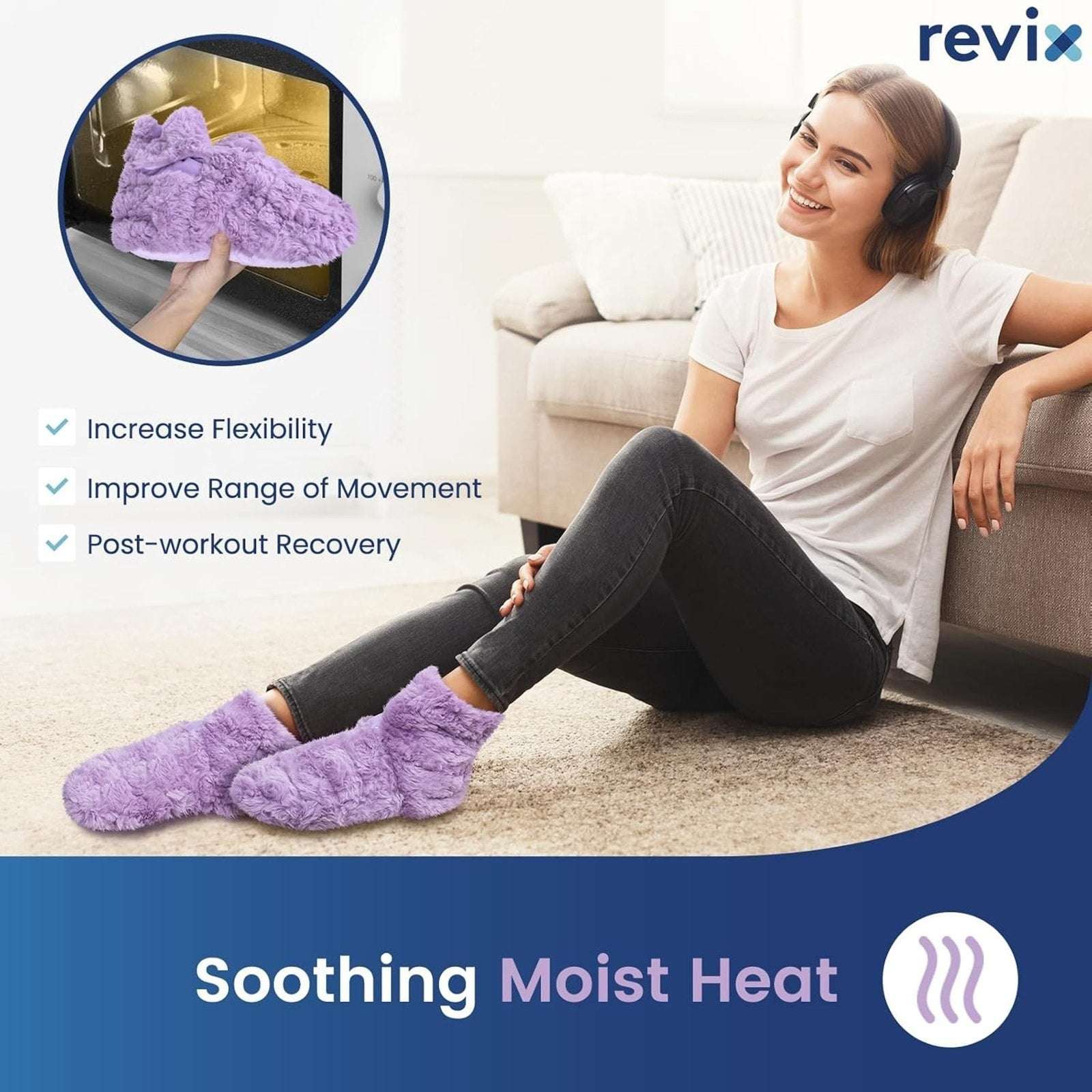REVIX Microwavable & Freezable Booties Feet Ankle Warmers Hot/Cold Socks