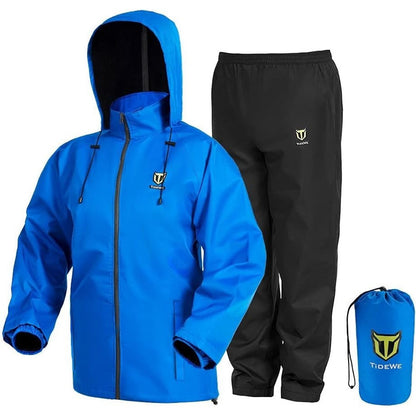 TideWe 2PC Rain Suit 100% Waterproof Windproof Breathable Lightweight Size Large