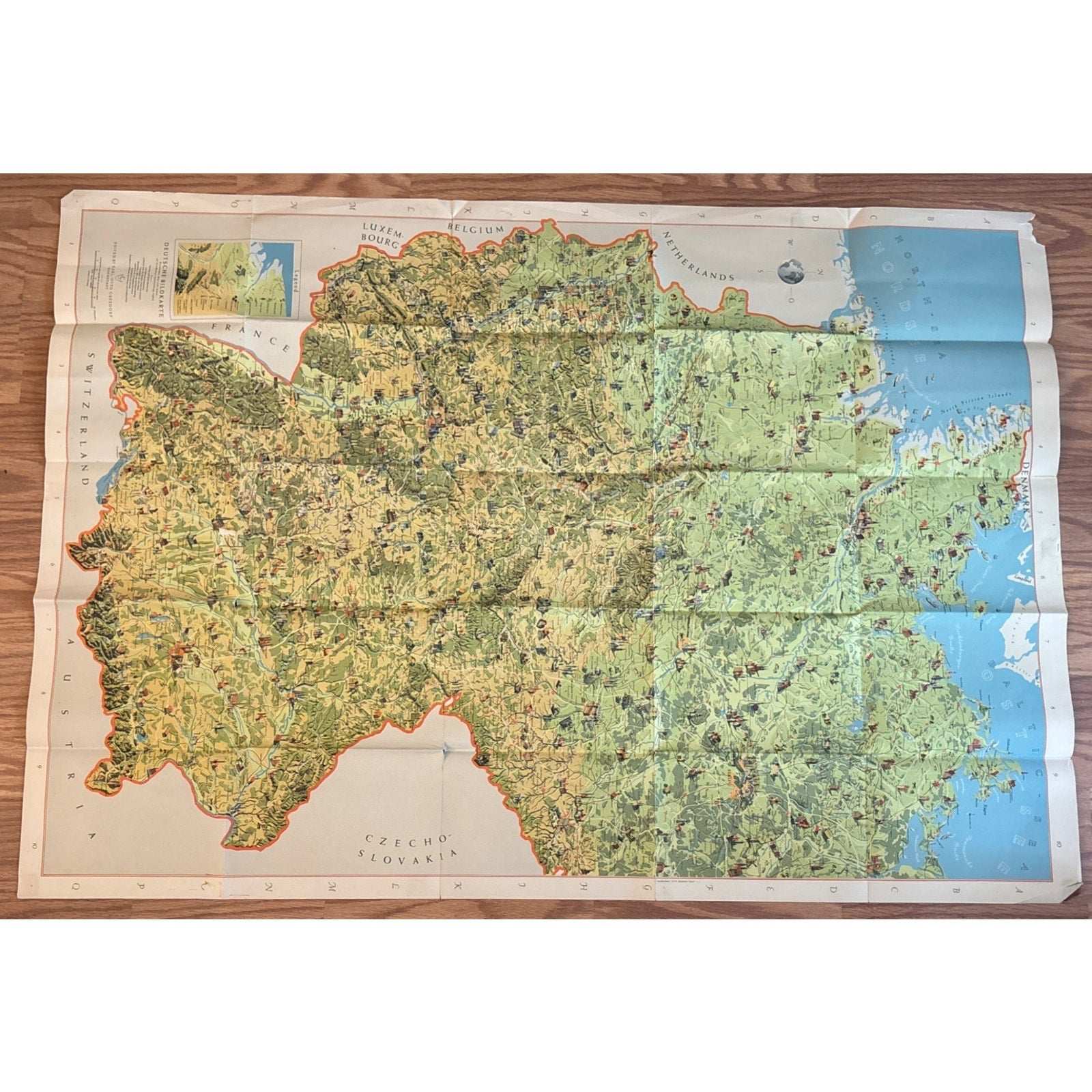 Deutsche Bildkarte, Panoramic Map and Index of Germany's Outstanding Sights