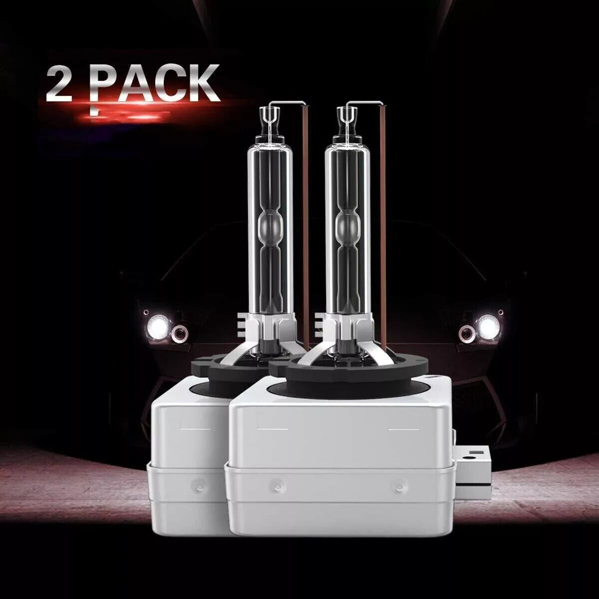 Torchbeam D3S HID Bulbs 6000K Cool White High/Low Beam Xenon w Metal Stents 2-PK