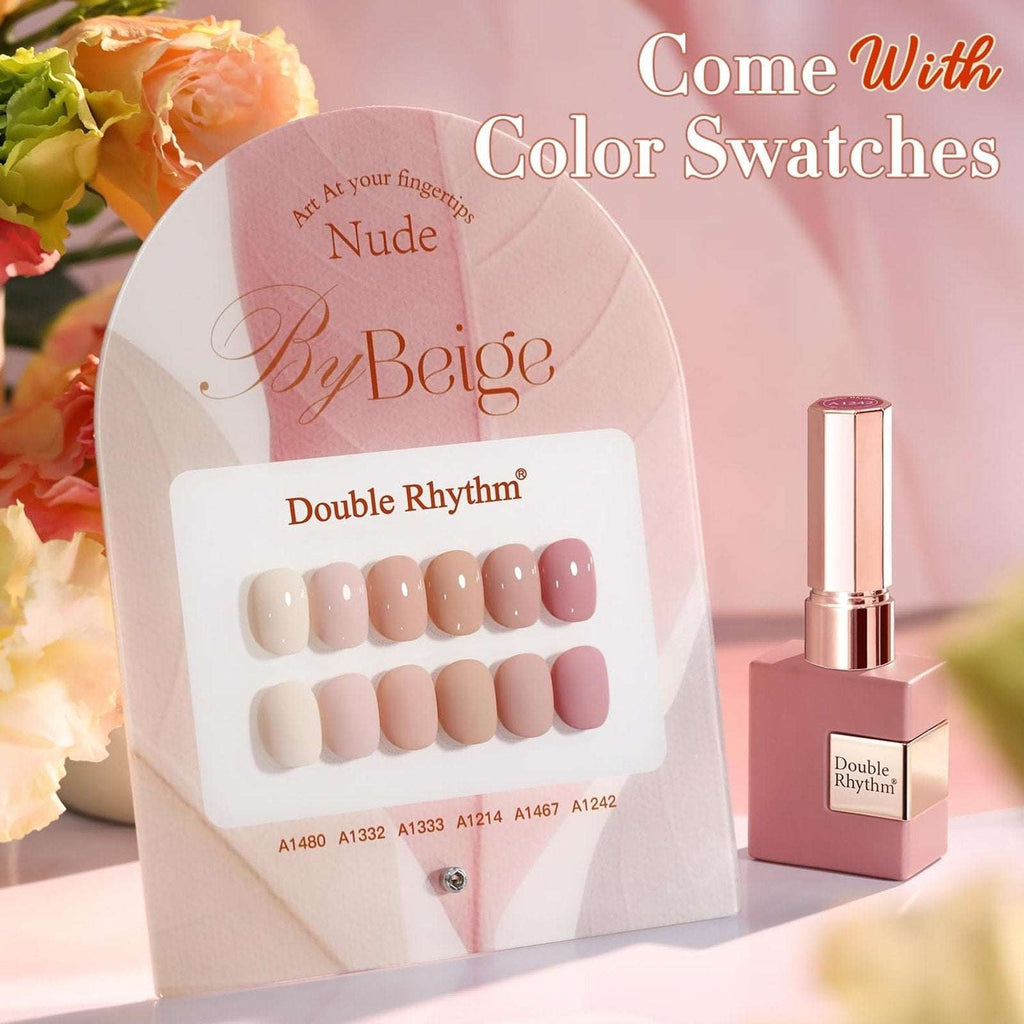 Double Rhythm 6 Pcs 15 ML Gel Polish Set(Pack of 6) Nude Beige Pink Neutral Rose