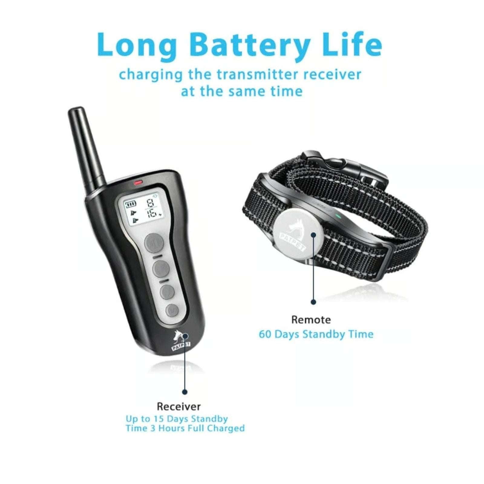 PATPET P320 Remote Dog Training Shock Collar 1000' Range Rechargeable Waterproof
