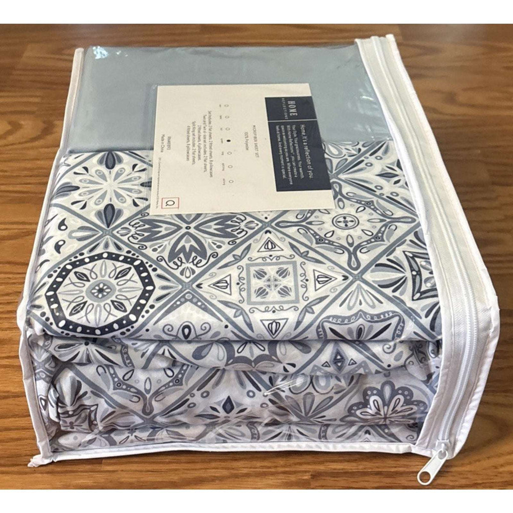 2 Complete Home Reflections Double Brushed Queen Sheet Sets +Extra Cases - Blue