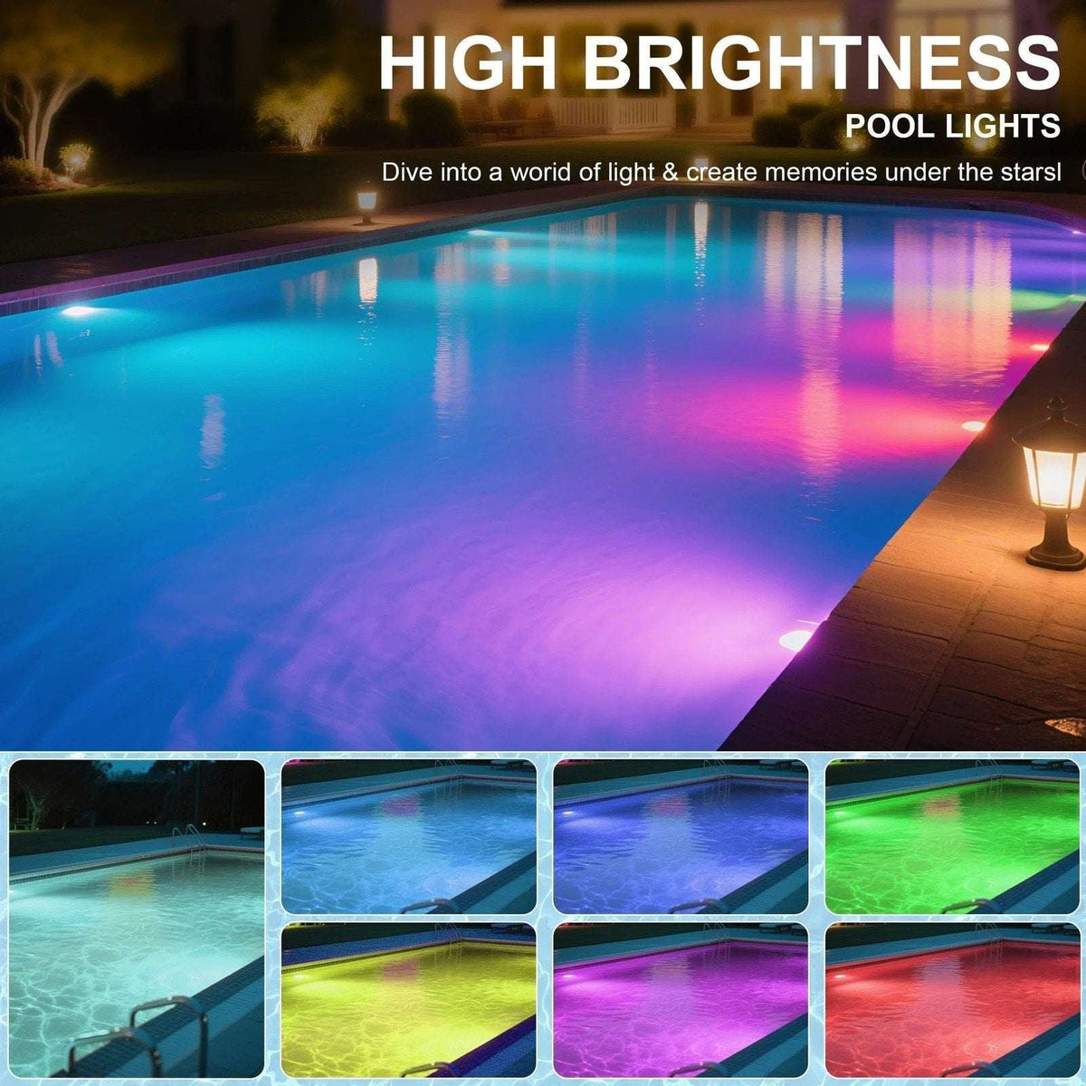 70W/80W RGBW LED Pool Light Bulb Color Changing 120V E26 Inground Above w/Remote