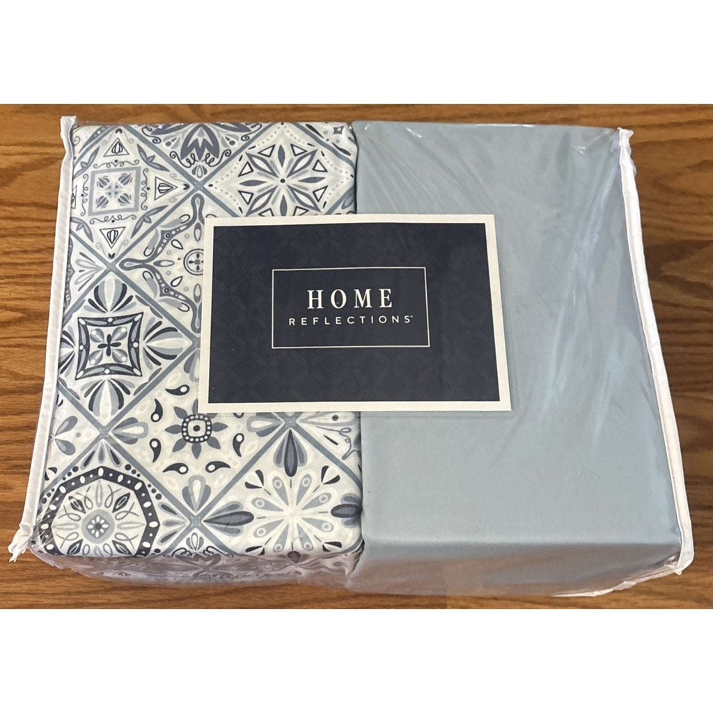 2 Complete Home Reflections Double Brushed Queen Sheet Sets +Extra Cases - Blue