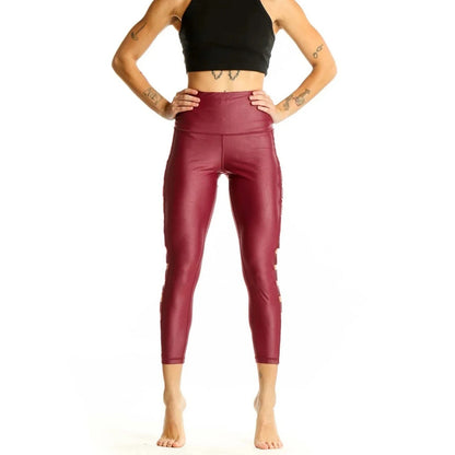 Victoria Sport Knockout HighWaist Burgundy Leggings With Side Cutout Detail Sz S