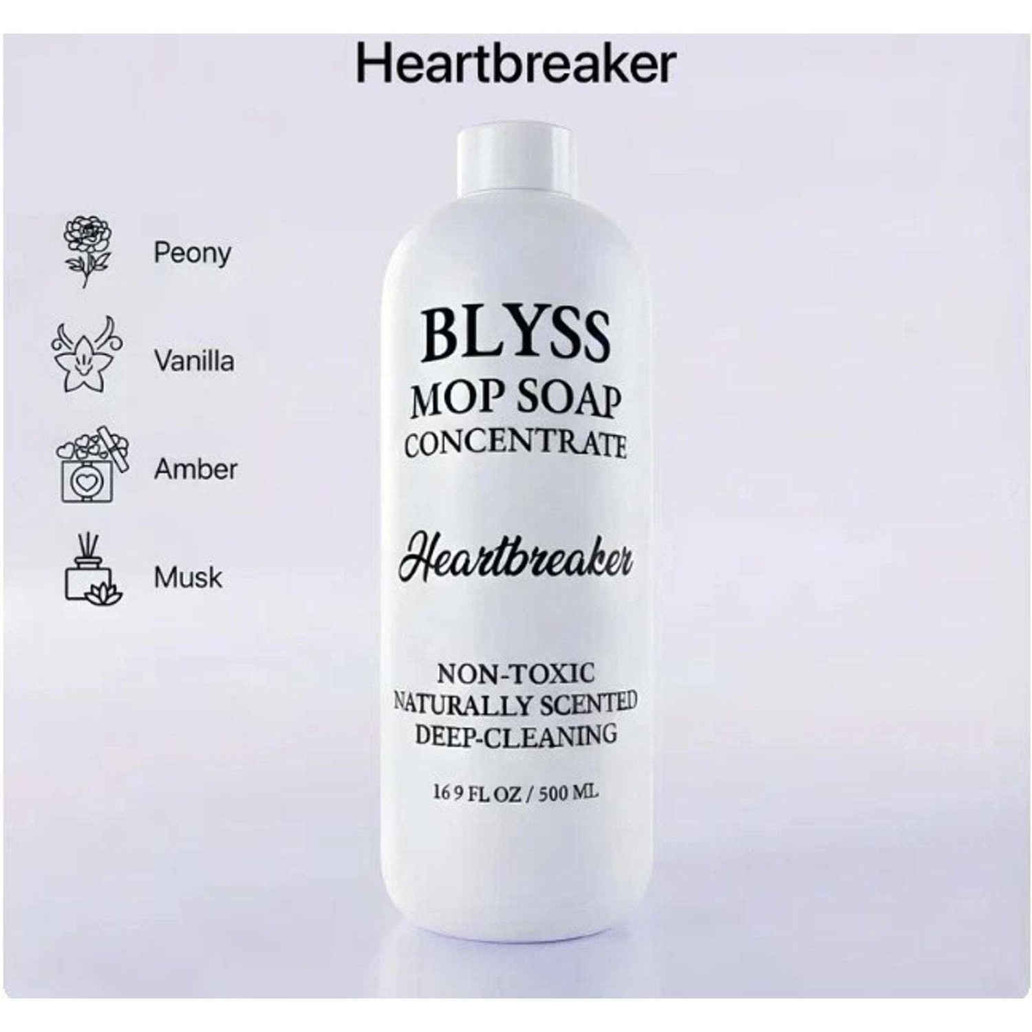 Blyss Mop Soap HeartBreaker 16.9 FL OZ. Concentrate Non-Toxic, Naturally Scented